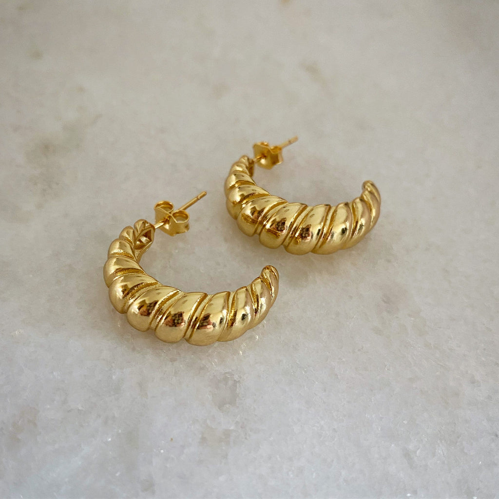 Mini Croissant Hoop Earrings - 18KT Gold Plated