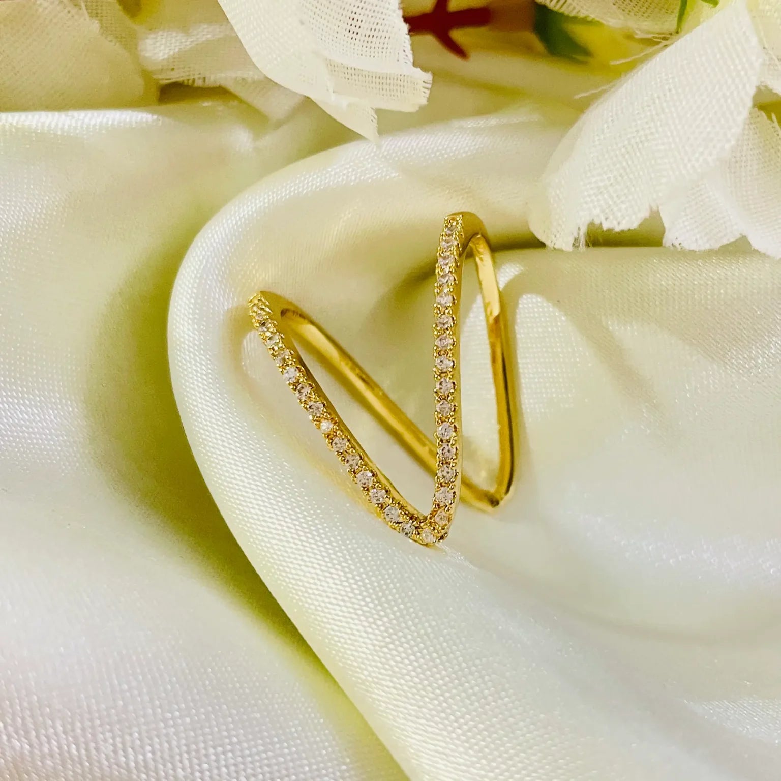 Vanki Cubic Zirconia Studded Ring - 18KT Gold Plated