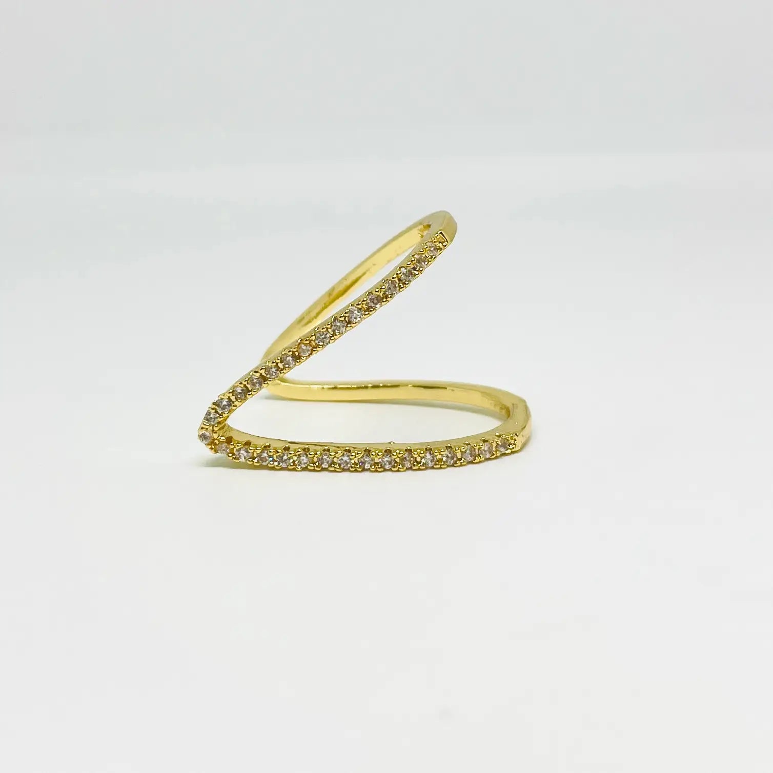 Vanki Cubic Zirconia Studded Ring - 18KT Gold Plated
