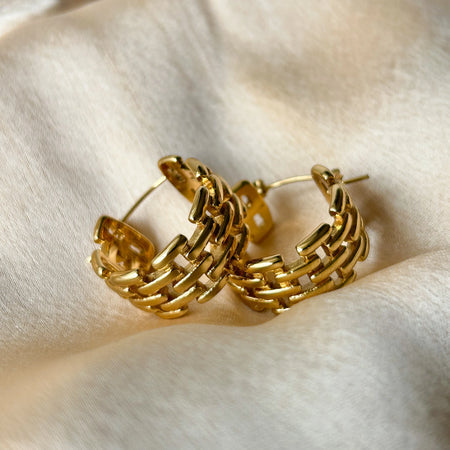Soleil Link Hoop Earrings - 18KT Gold Plated