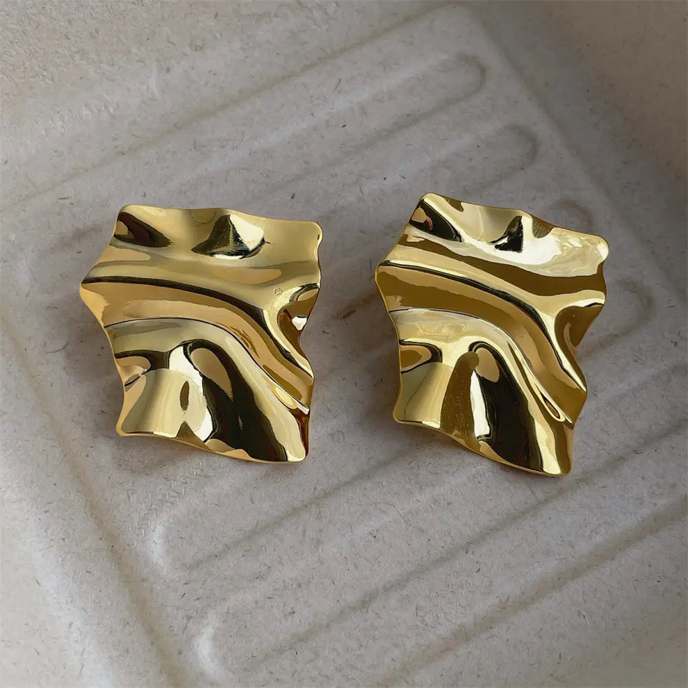 Assymetric stud Earring - Demifine 18KT Gold Plated
