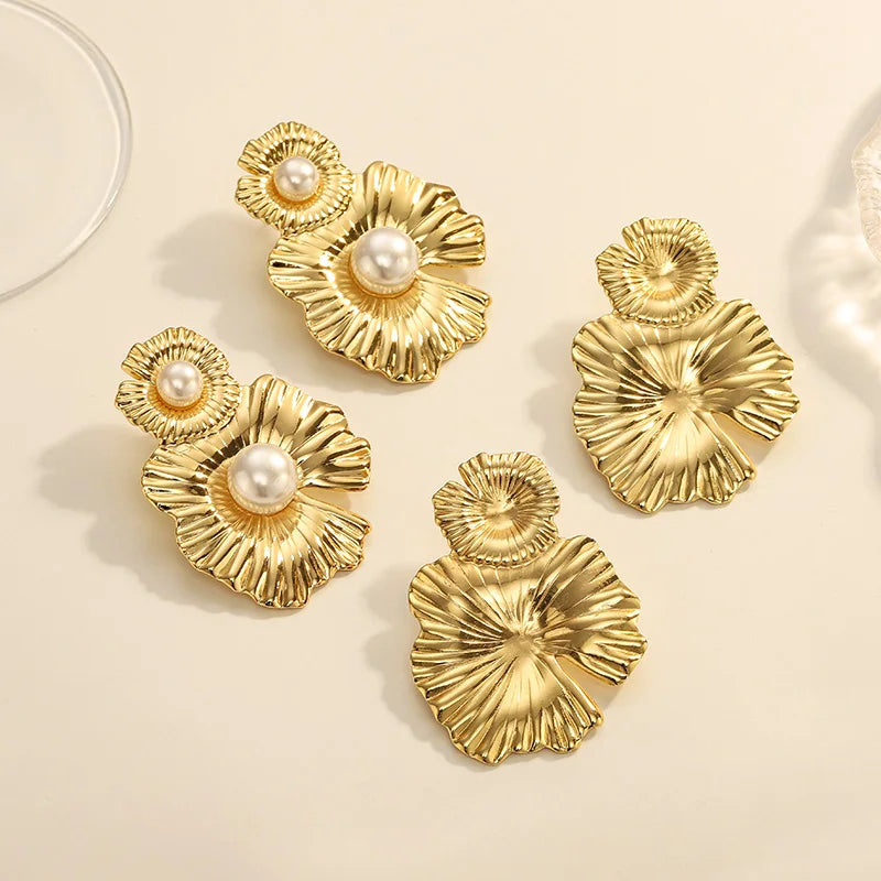 Gloria Floral Stud Earrings -18KT Gold Plated