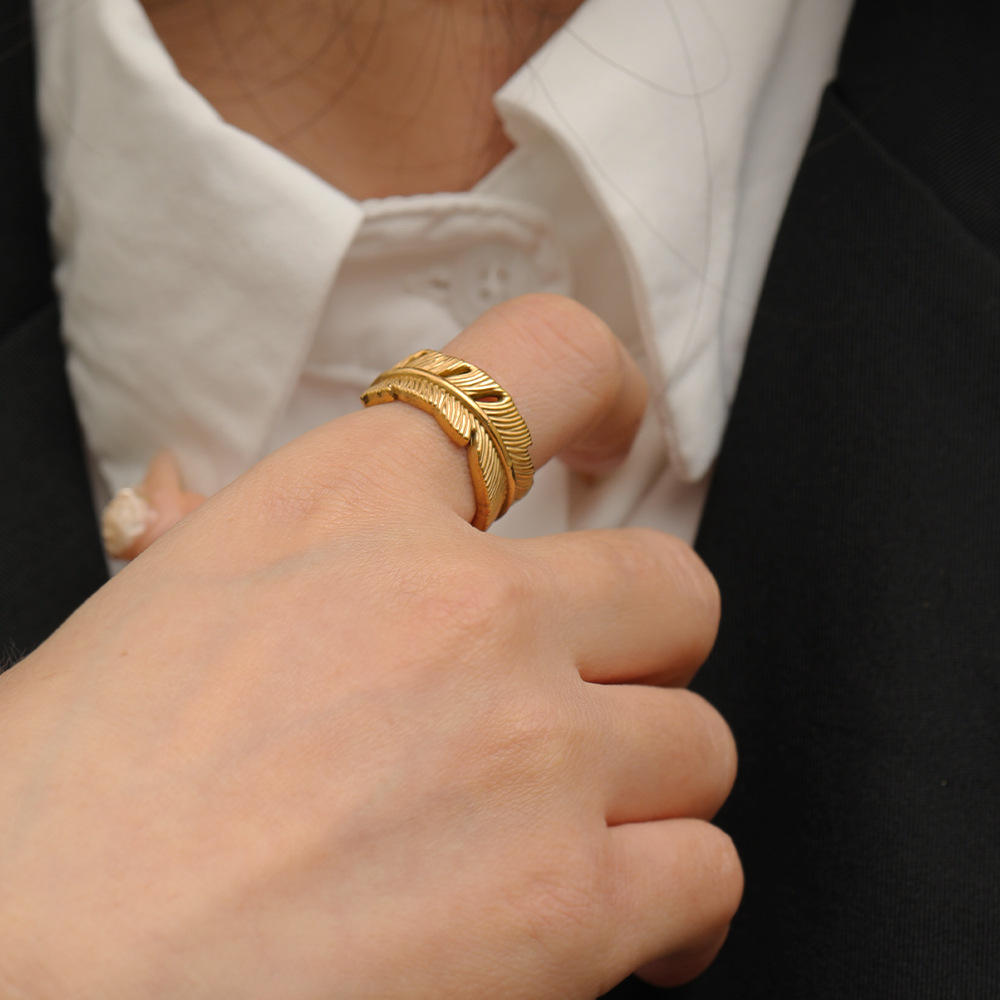 Feather Touch Statement Ring - Demifine 18KT Gold Plated