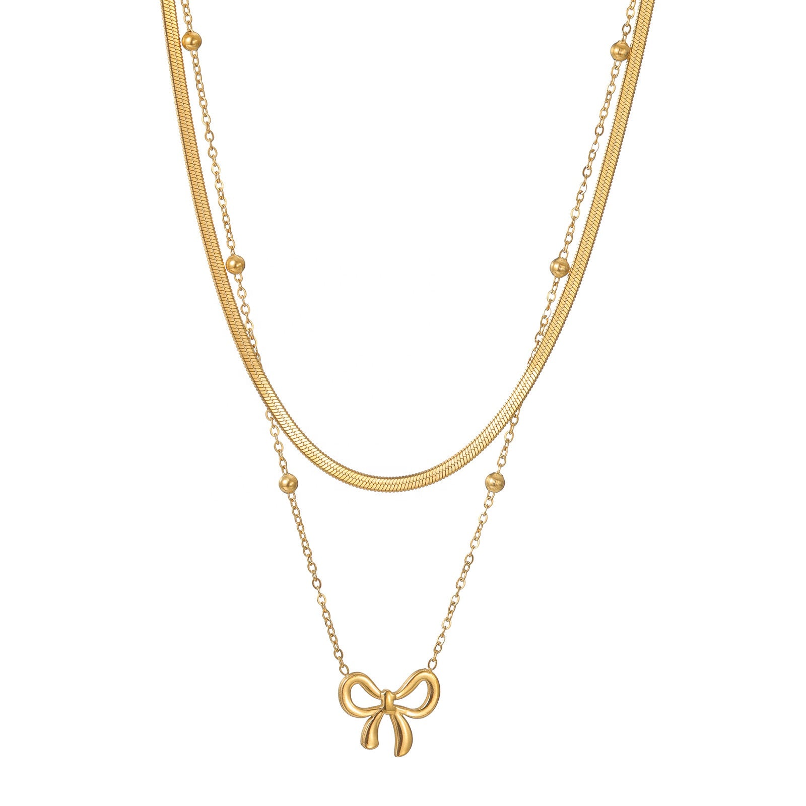 Pookie Bow Multilayer Pendant -18KT Gold Plated