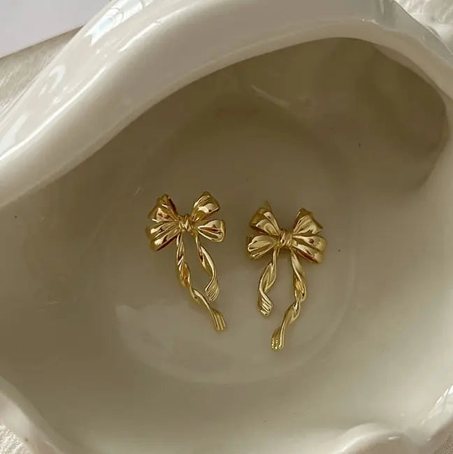 Big Pookie Bow Statement Earrings - Demifine 18KT Gold Plated