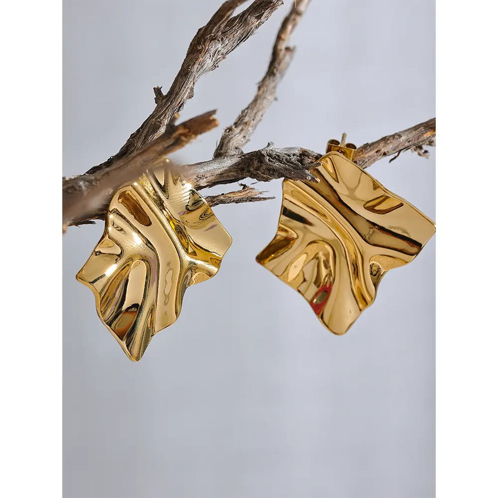 Assymetric stud Earring - Demifine 18KT Gold Plated