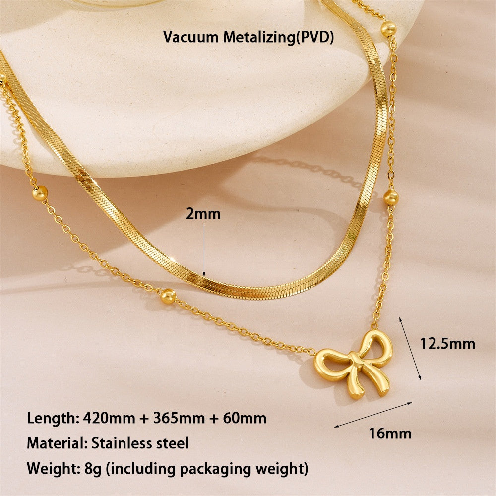Pookie Bow Multilayer Pendant -18KT Gold Plated
