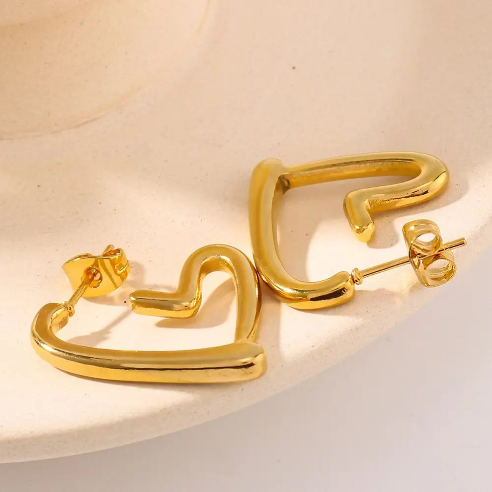 broken heart hoop Earring - Demifine 18KT Gold Plated