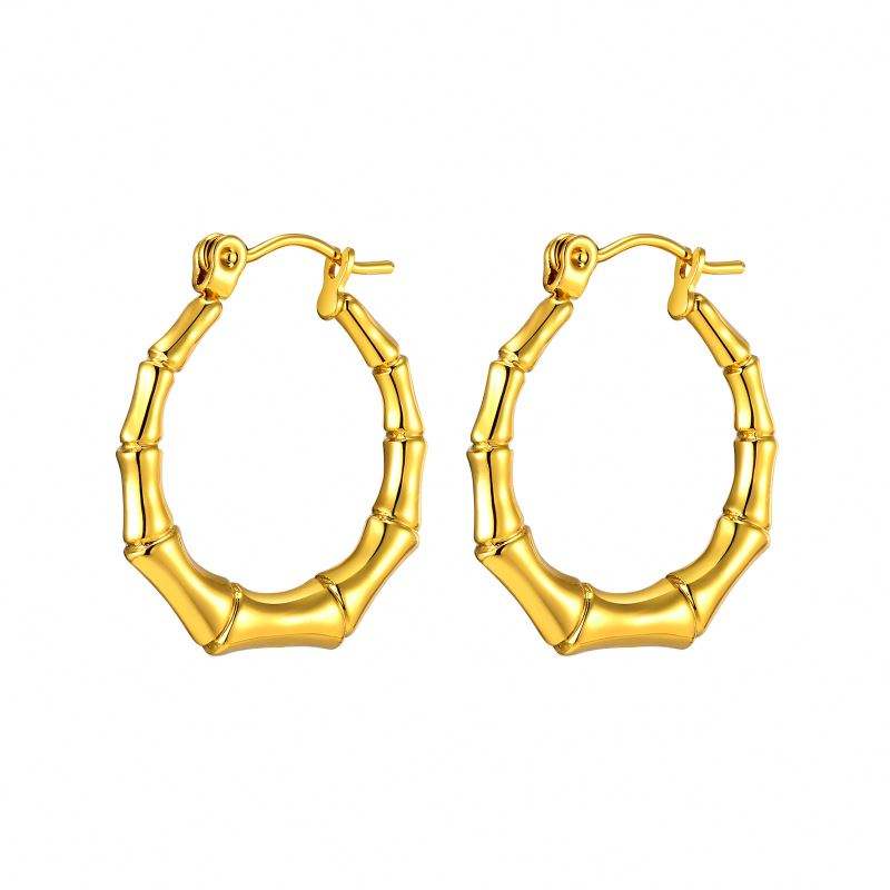 bamboo round hoop Earring - Demifine 18KT Gold Plated