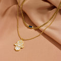 Hamsa Sheild Pendant - 18KT Gold Plated