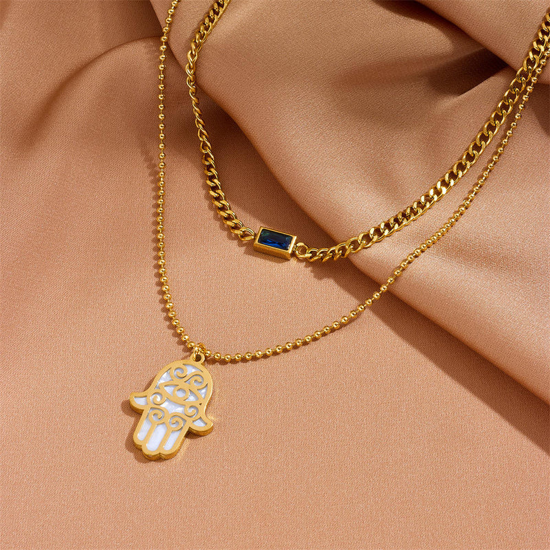 Hamsa Sheild Pendant - 18KT Gold Plated