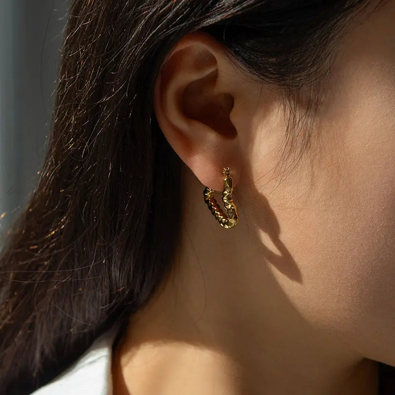 broken heart hoop Earring - Demifine 18KT Gold Plated