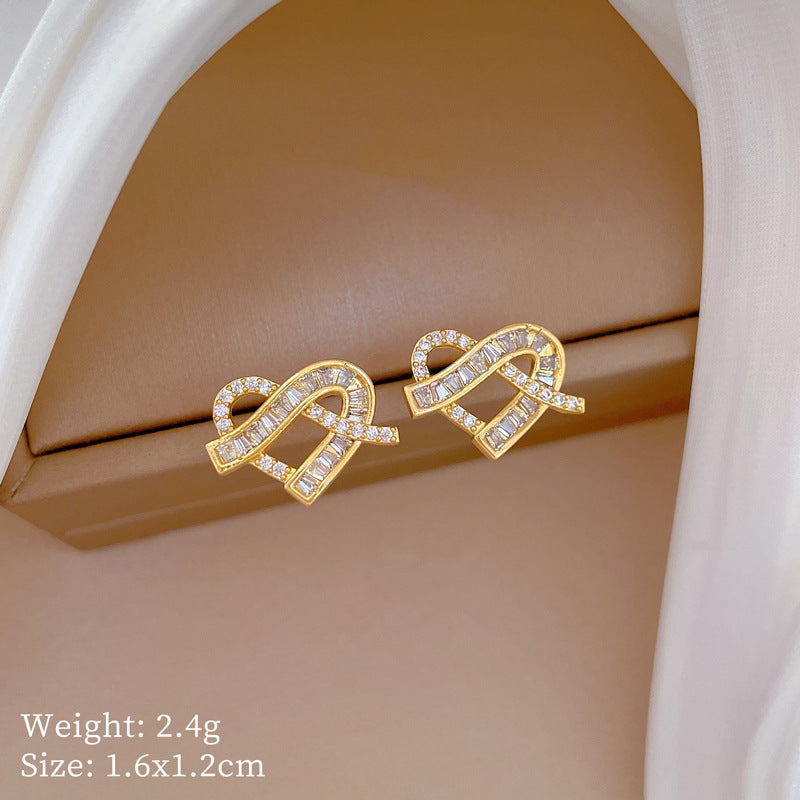 Heartful Stud Earrings -18KT Gold Plated