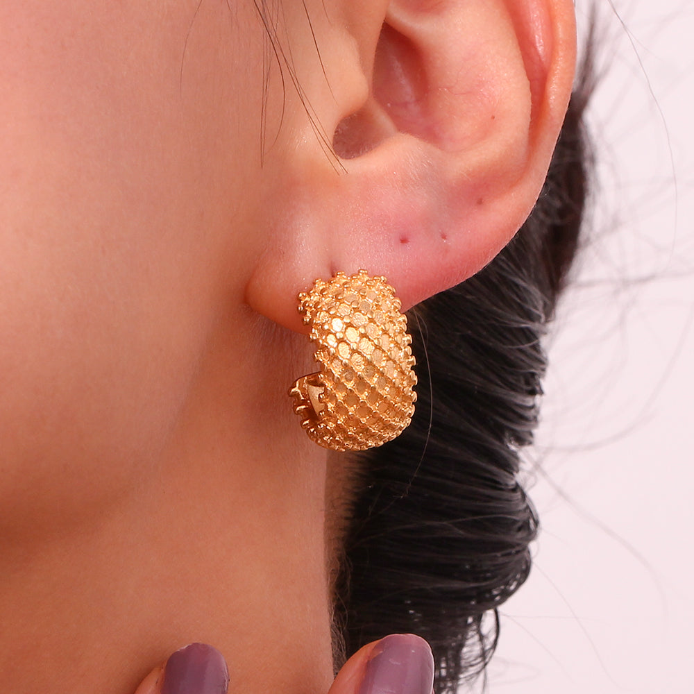 Hammered Gold Plated Antitarnish Hoop Earring