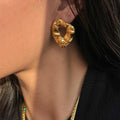 Hammered Textured Round Stud Earring - Demifine 18KT Gold Plated