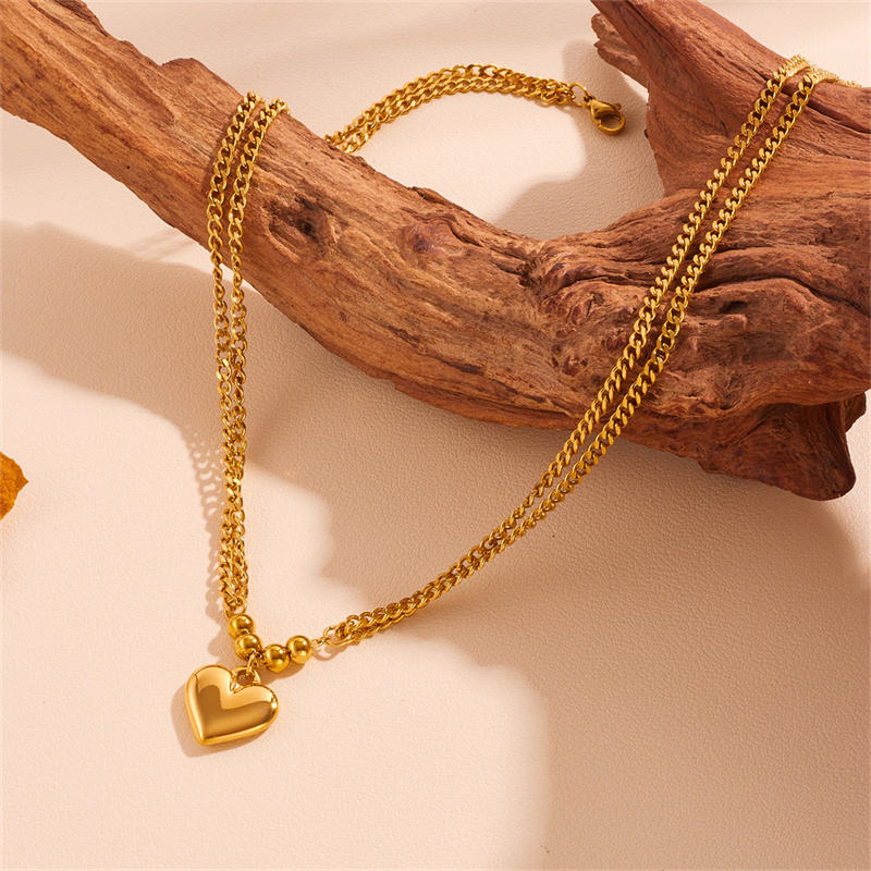 Multilayer Heart Pendant Chain - Demifine 18KT Gold Plated