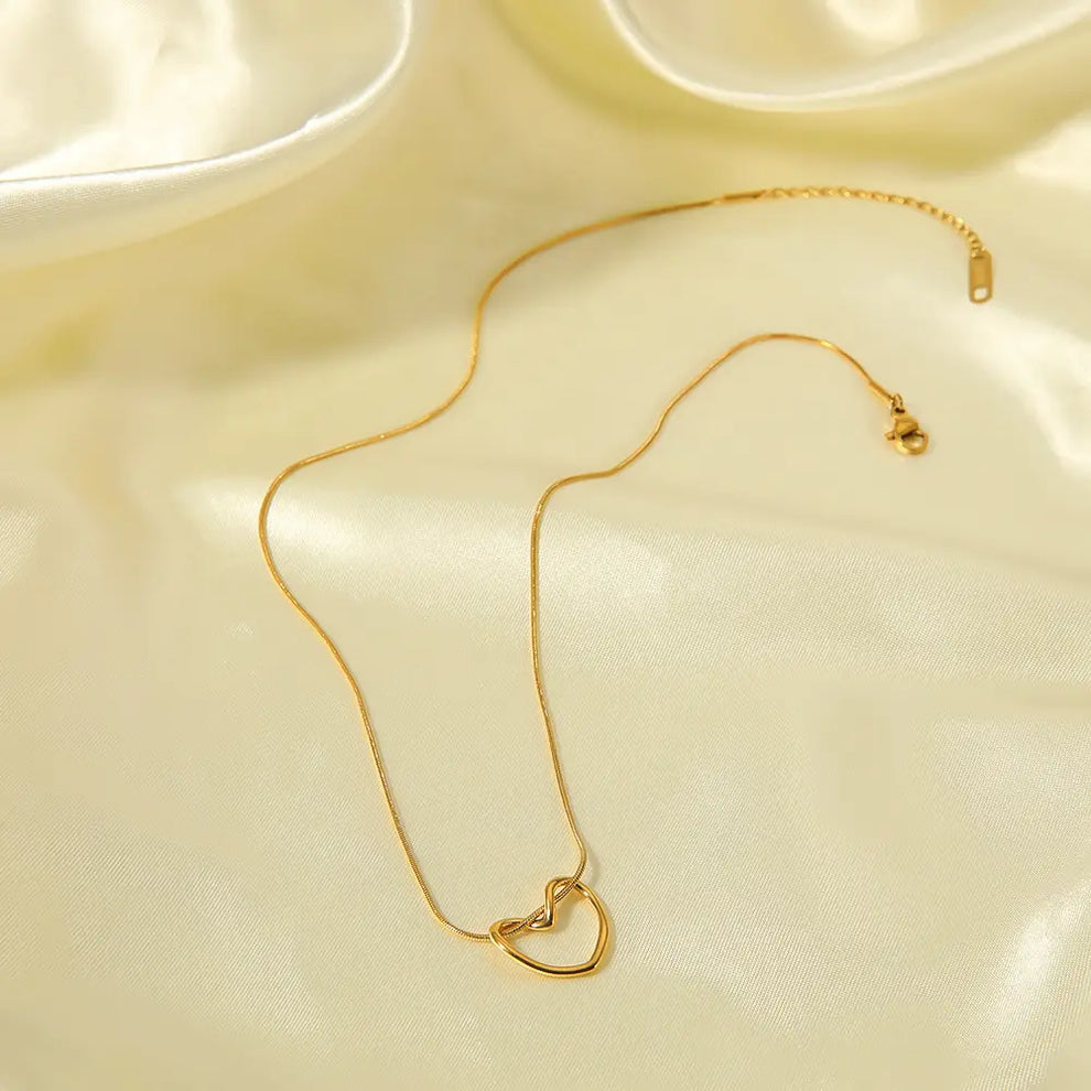 Hollow Heart Pendant Chain - Demifine 18KT Gold Plated