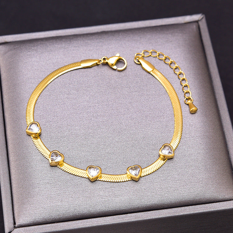 String of Heart Bracelet – 18KT Gold Plated