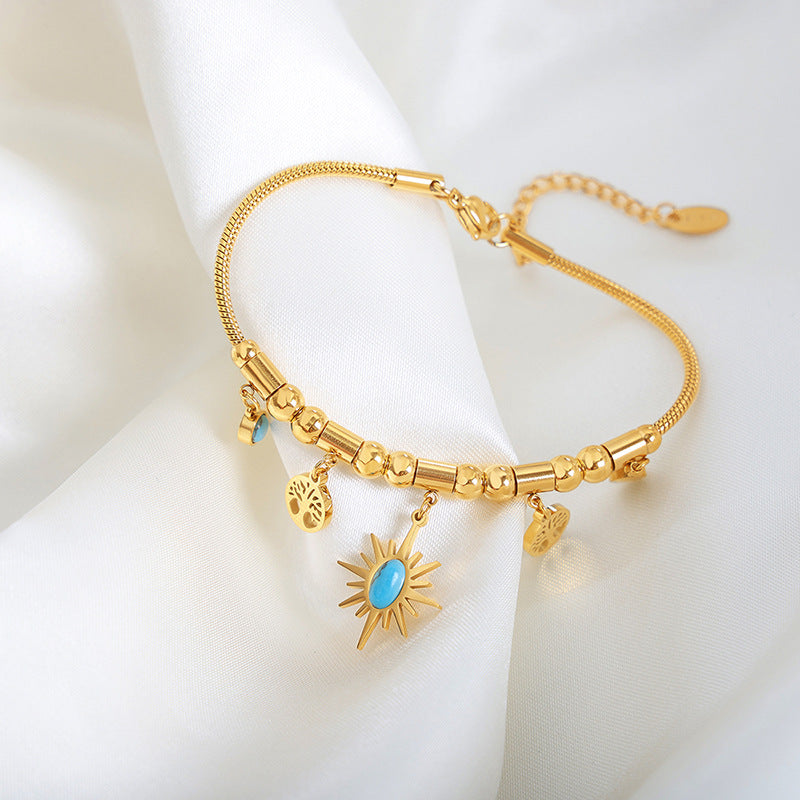 Tree of Life Turquoise Bracelet -18KT Gold Plated