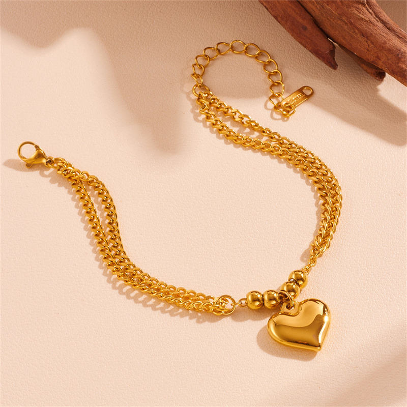 Multilayer Heart Pendant Chain - Demifine 18KT Gold Plated