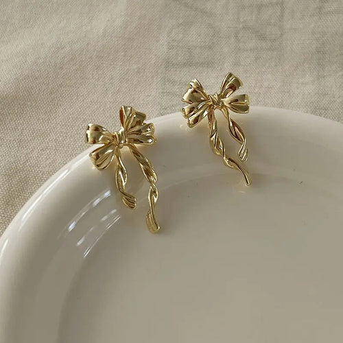 Big Pookie Bow Statement Earrings - Demifine 18KT Gold Plated