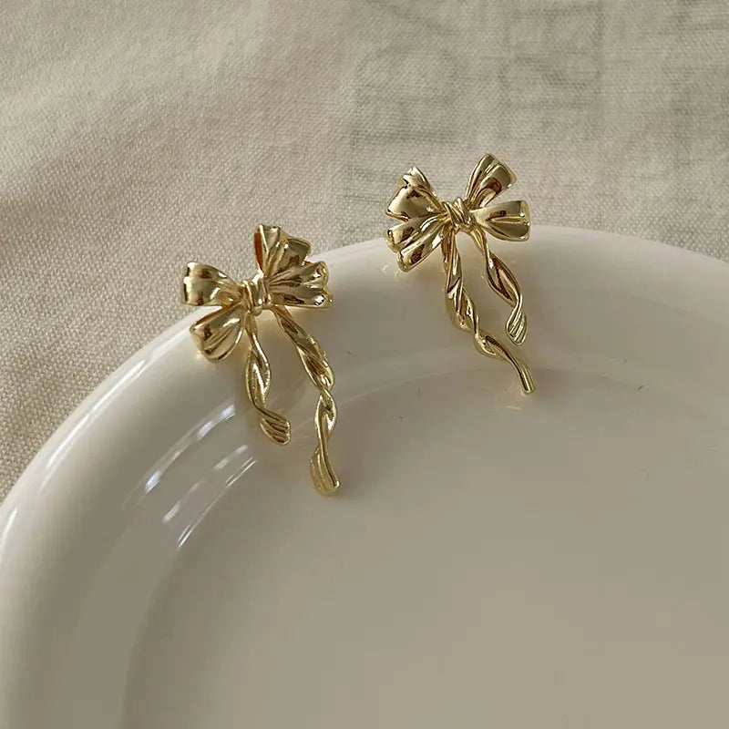 Big Pookie Bow Statement Earrings - Demifine 18KT Gold Plated