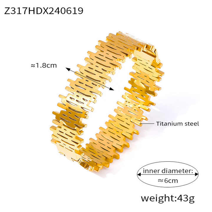 ZigZag Statement Handcuff Bracelet - Demifine 18KT Gold Plated