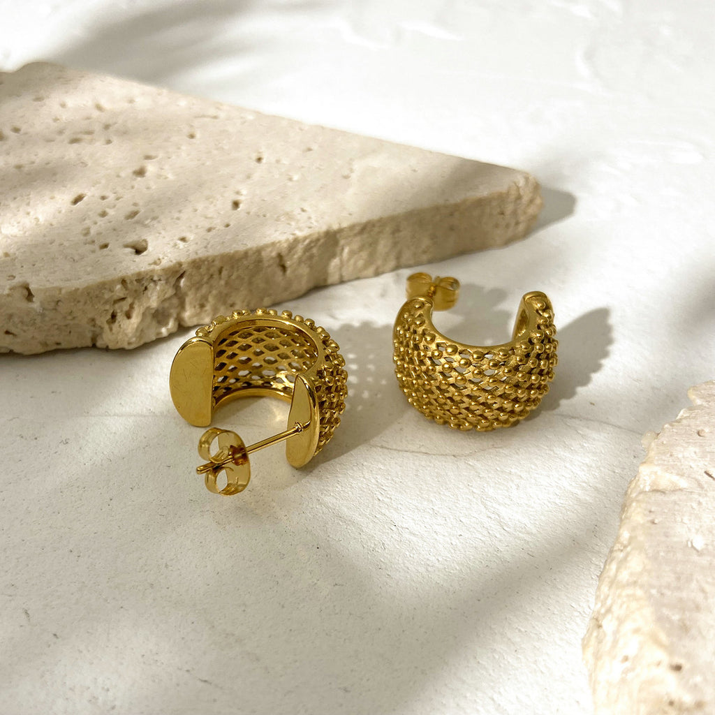 Hammered Gold Plated Antitarnish Hoop Earring