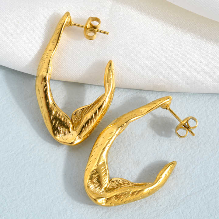 Textured Uneven Chunky Hoop Earrings - Demifine 18KT Gold Plated