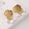 Asymmetric Pearl Stud Earrings - 18KT Gold Plated