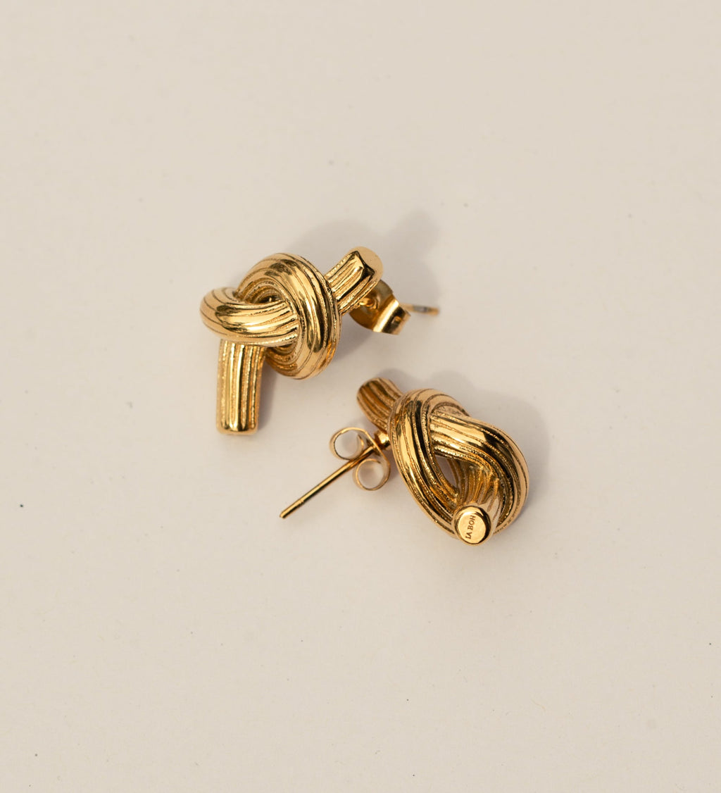 Twisted Knot Stud Earrings - 18KT Gold Plated