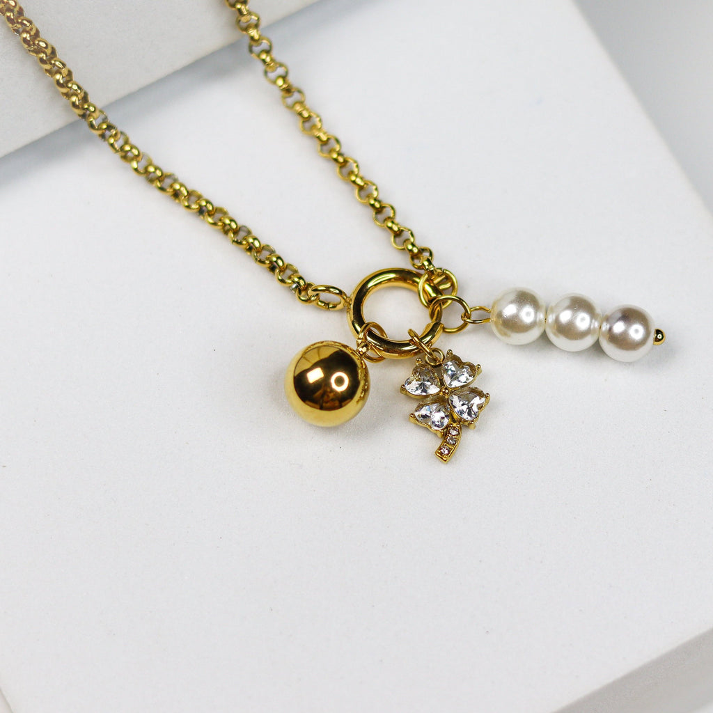 Clover luck Multicharm Pendant - 18KT Gold Plated