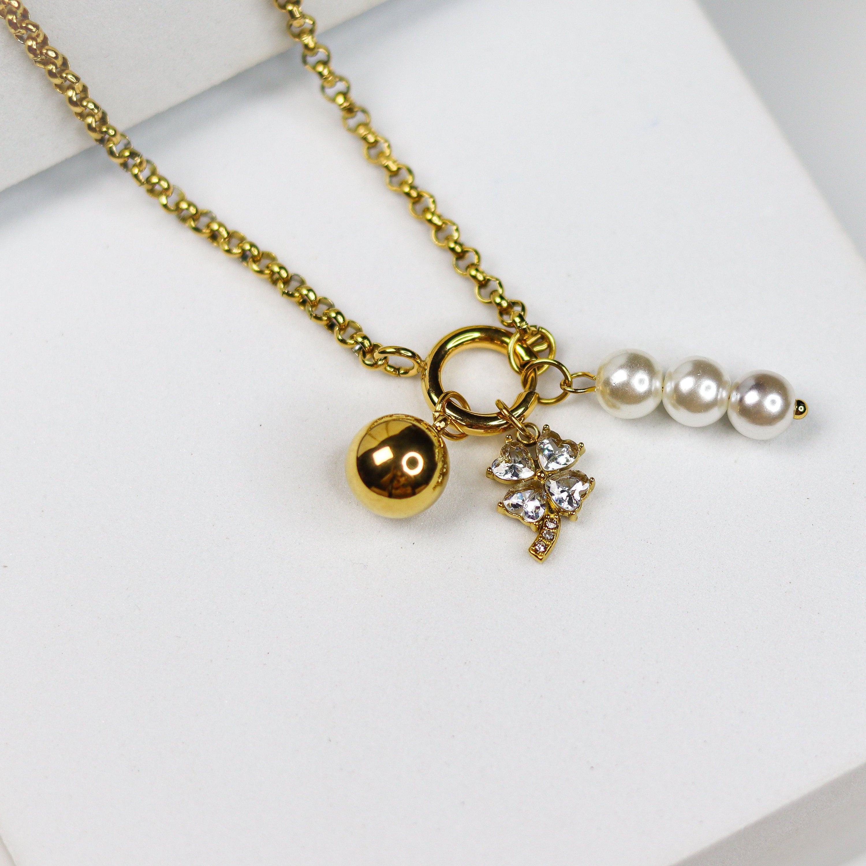 Clover luck Multicharm Pendant - 18KT Gold Plated