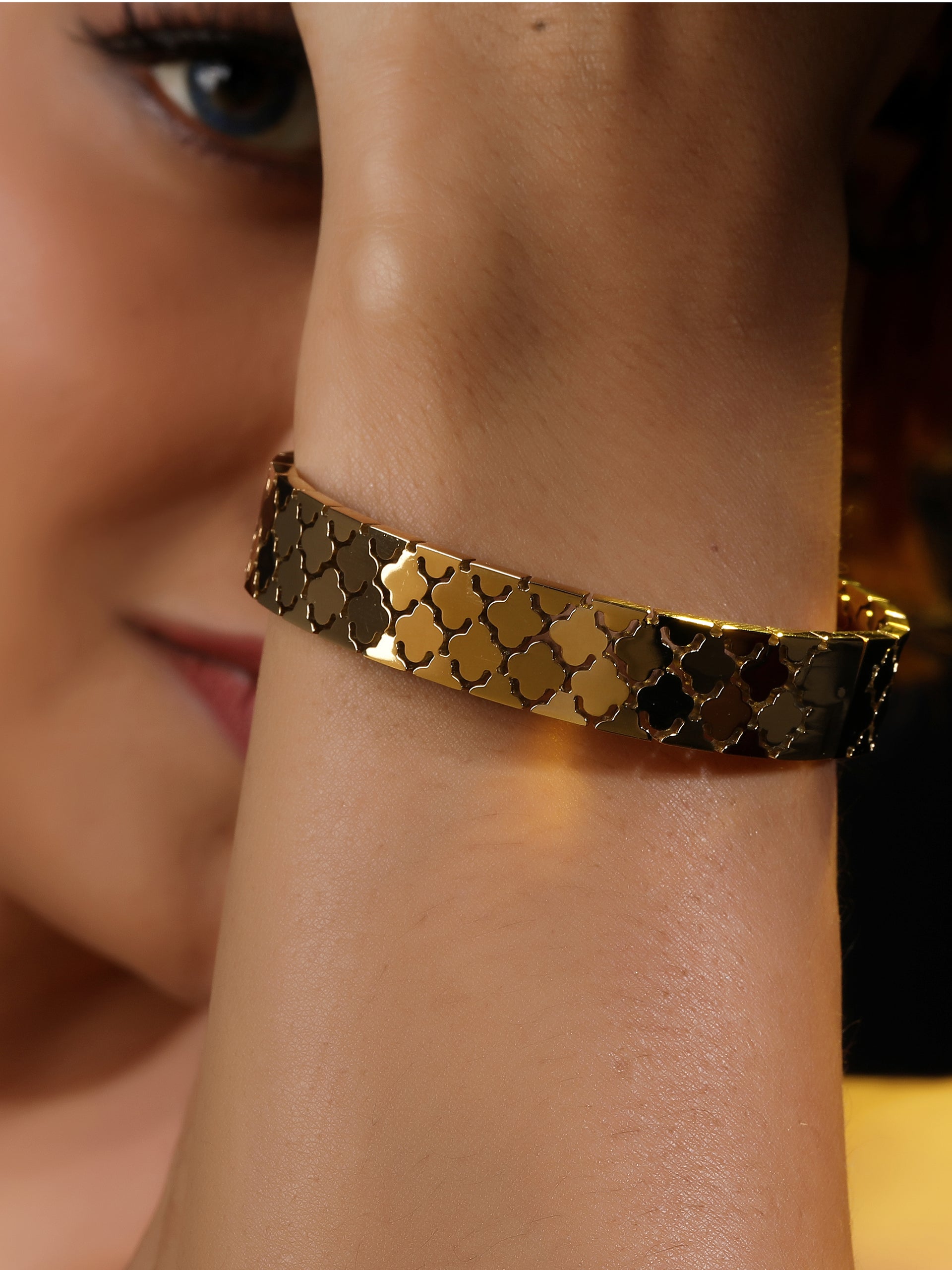 Moroccan Era Statement Cuff Bracelet - Demifine 18KT Gold Plated
