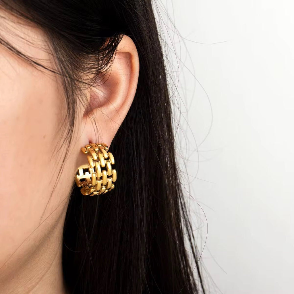 Soleil Link Hoop Earrings - 18KT Gold Plated