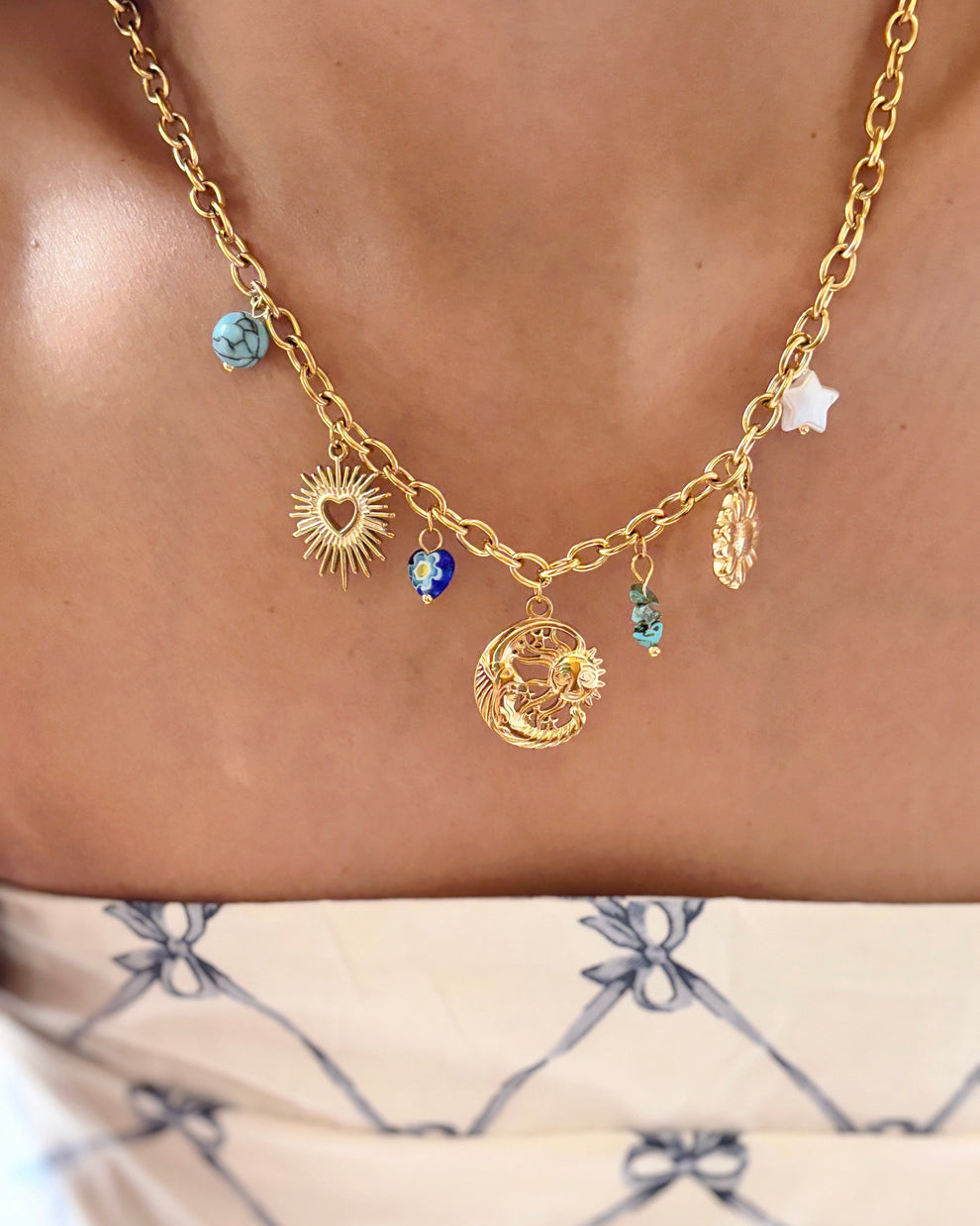 Sun n Moon Child Pendant - 18KT Gold Plated