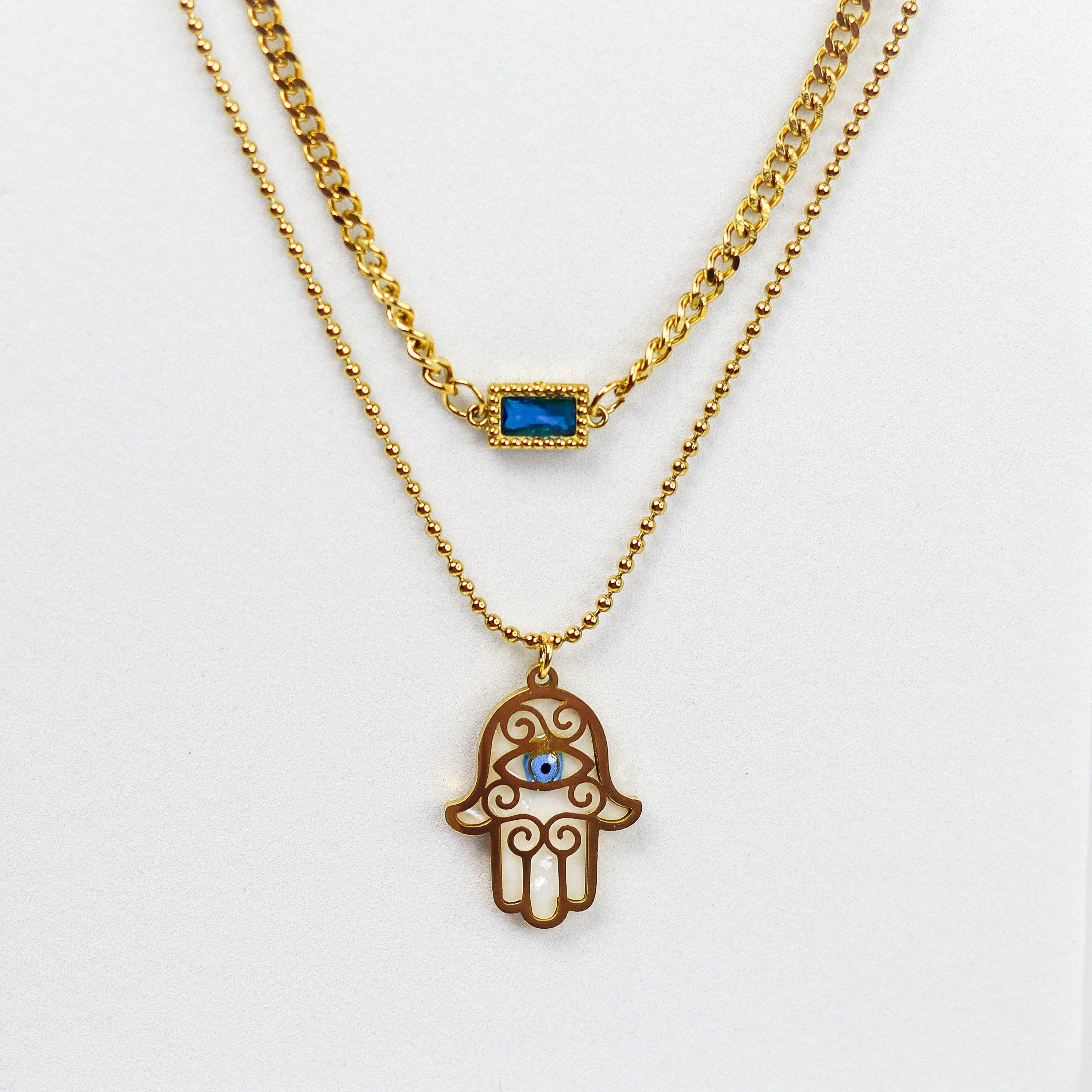 Hamsa Sheild Pendant - 18KT Gold Plated