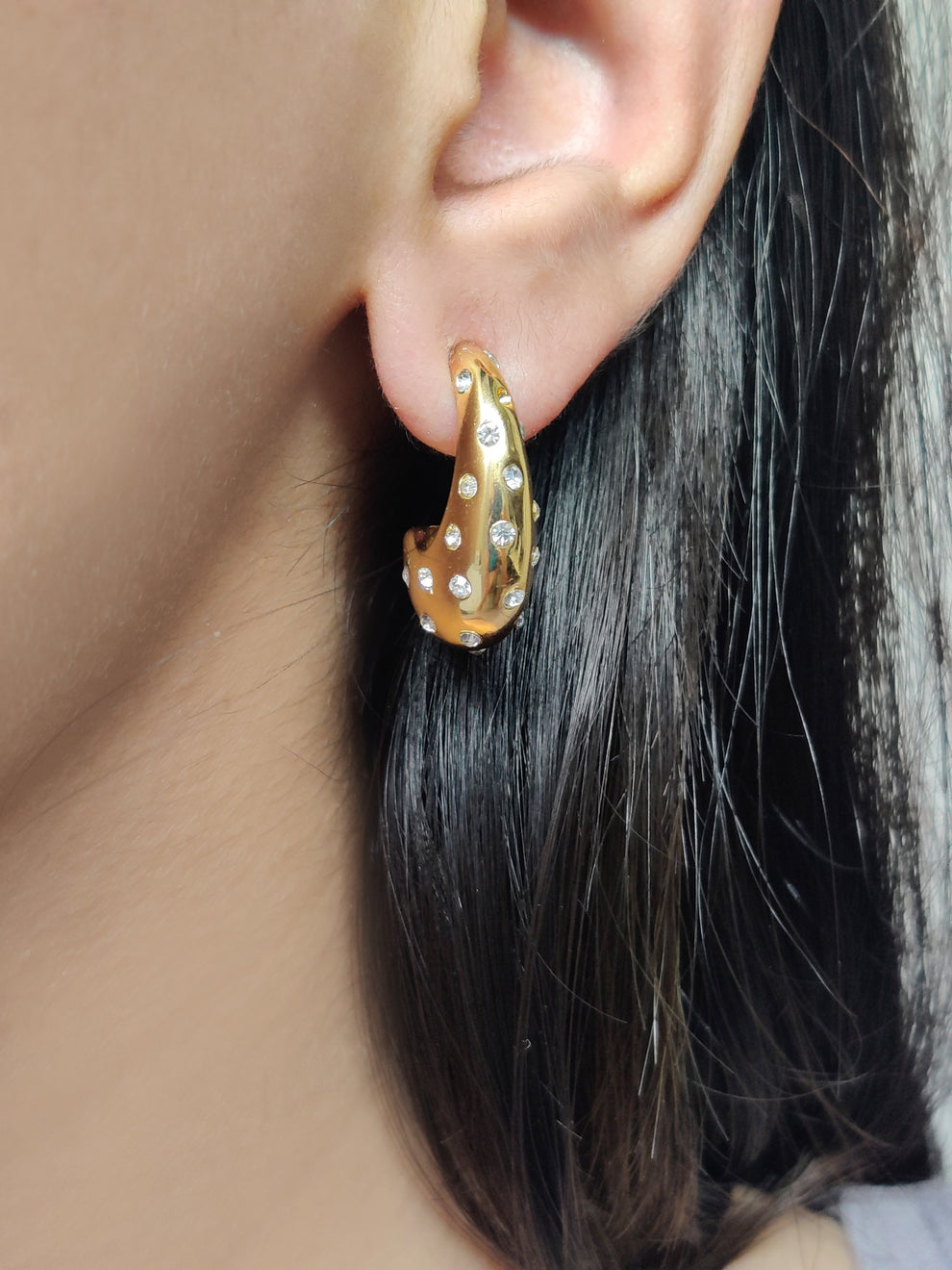 Teardrop Stud Earrings -18KT Gold Plated