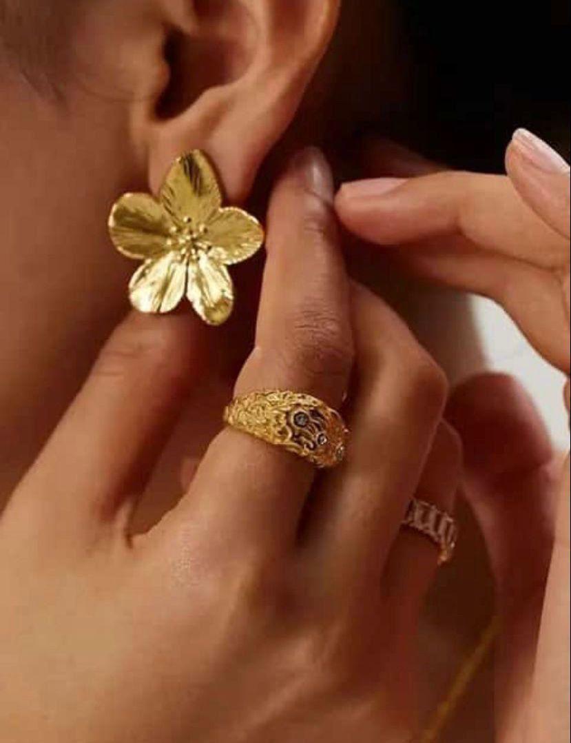 Floral Statement Earring - Demifine 18KT Gold Plated