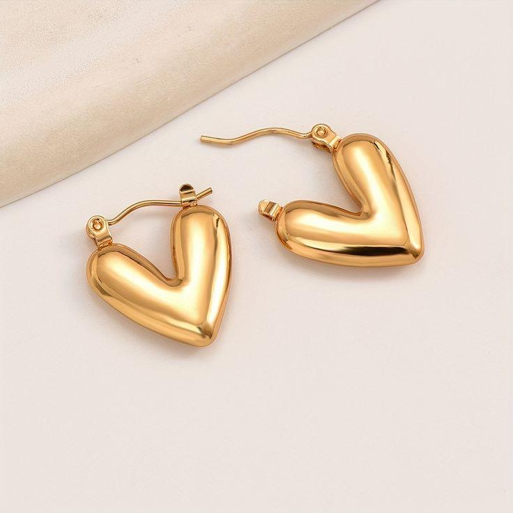 Chunky Heart Hoop Earring - Demifine 18KT Gold Plated