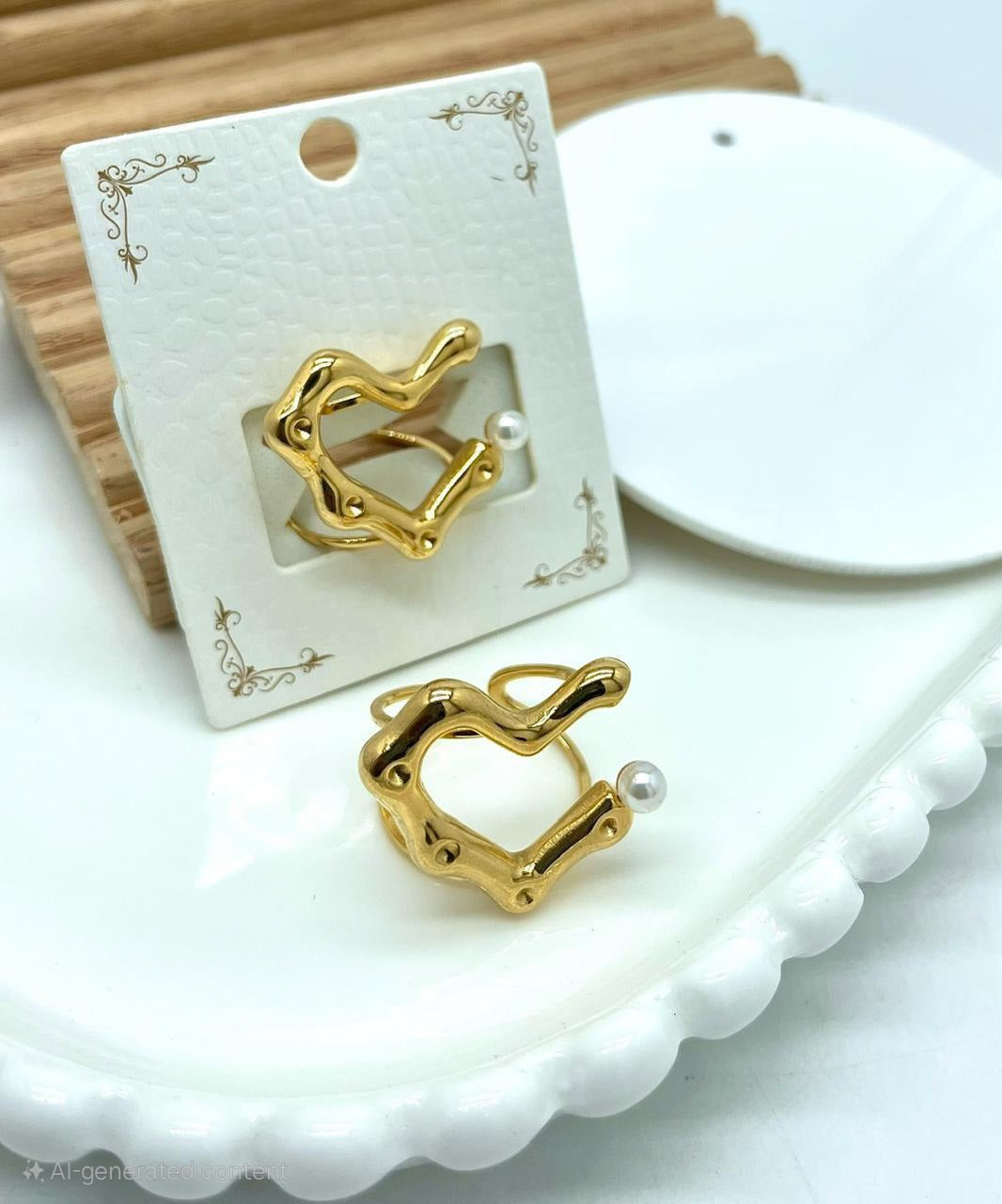 Heart of Pearl Statement Ring - Demifine 18KT Gold Plated