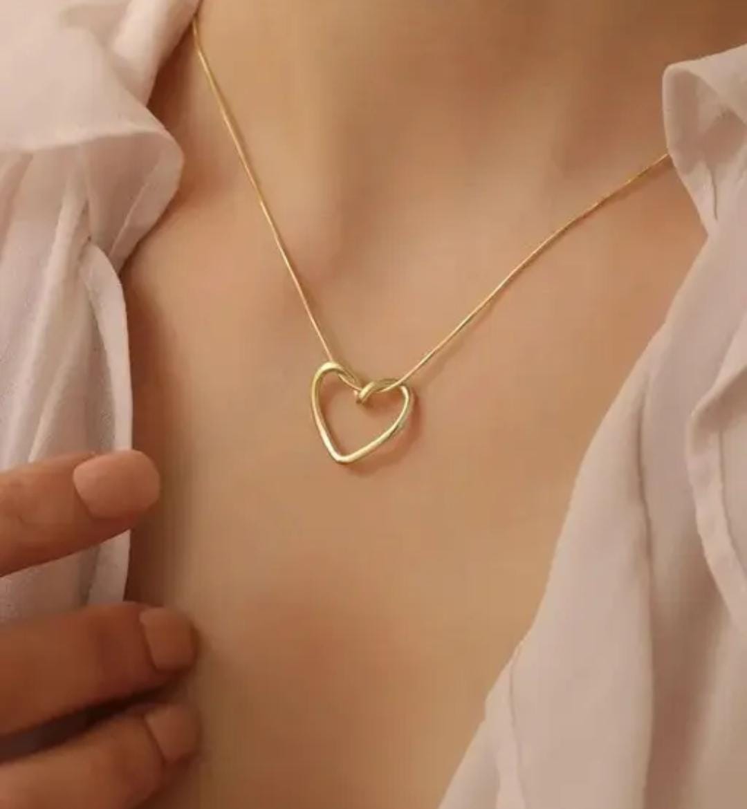 Hollow Heart Pendant Chain - Demifine 18KT Gold Plated
