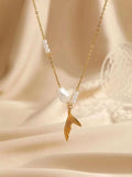 Pearl studded Mermaid Charms Pendant Chain - Demifine 18KT Gold Plated