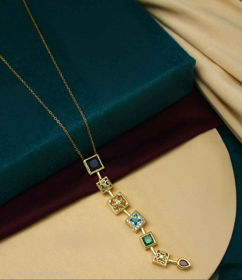 Sacred Chakra Gemstone Statement Pendant - Demifine 18KT Gold Plated