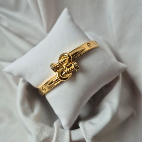 Diamond Studded Nail Cuff Bracelet - Demifine 18KT Gold Plated