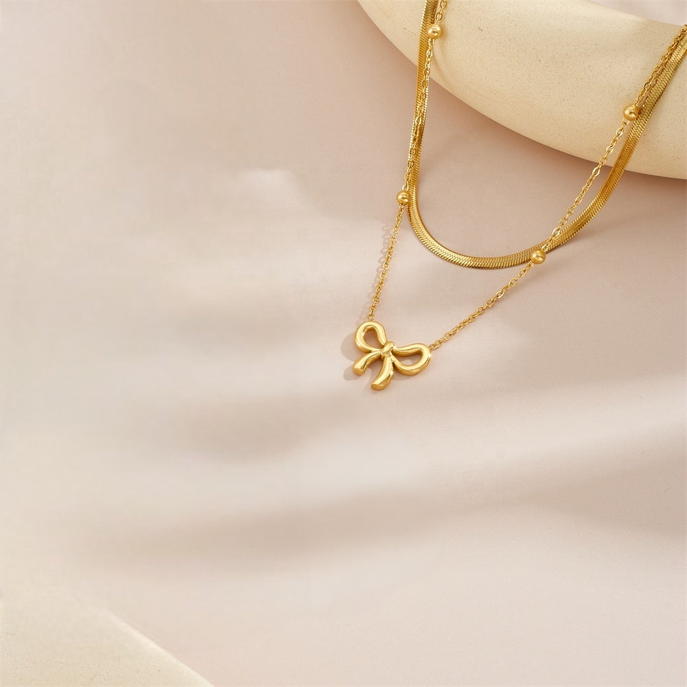 Pookie Bow Multilayer Pendant -18KT Gold Plated