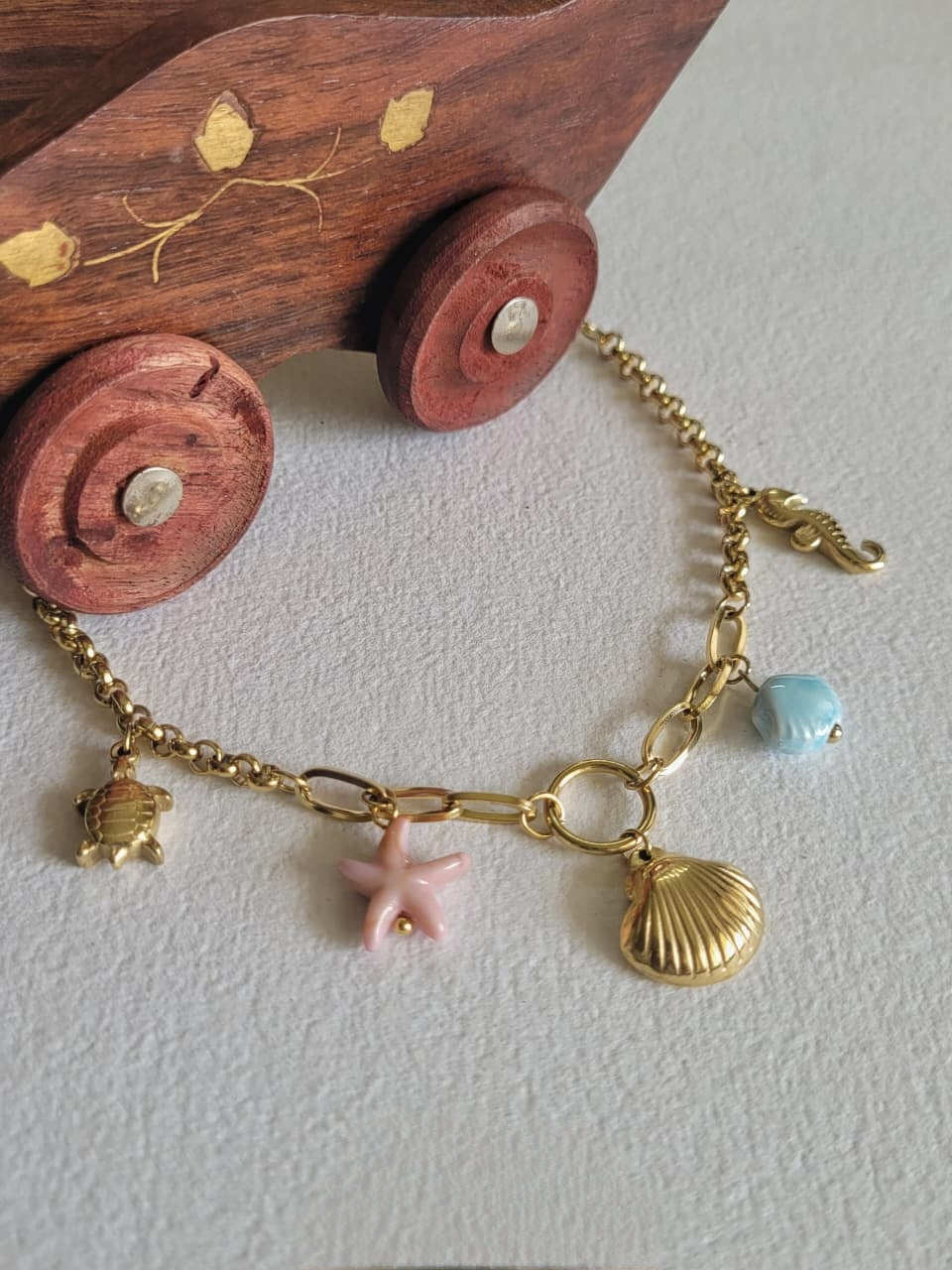 Seaturtle Shell Multicharm Bracelet - Demifine 18KT Gold Plated