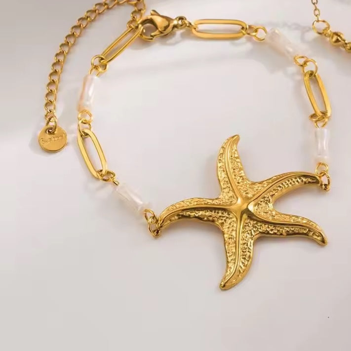 Starfish MOP Bracelet- Demifine 18KT Gold Plated