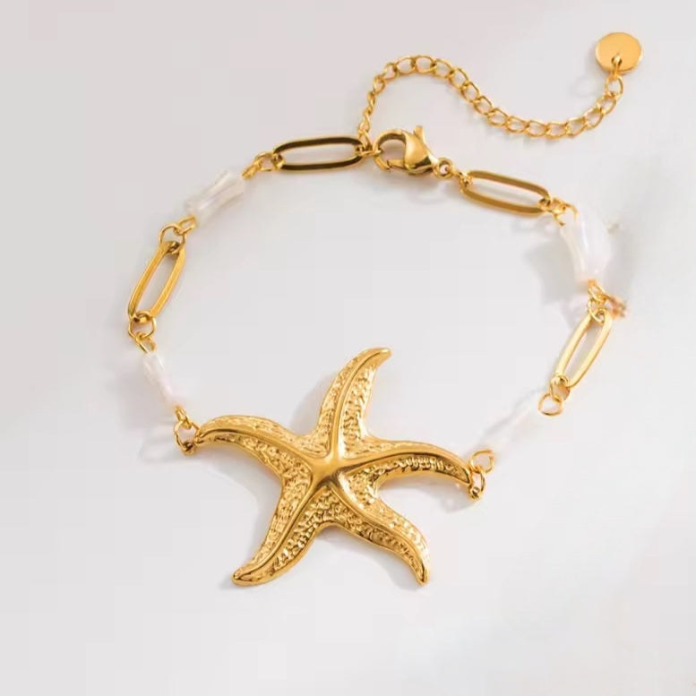 Starfish MOP Bracelet- Demifine 18KT Gold Plated