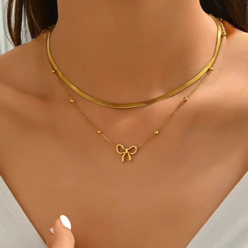 Pookie Bow Multilayer Pendant -18KT Gold Plated